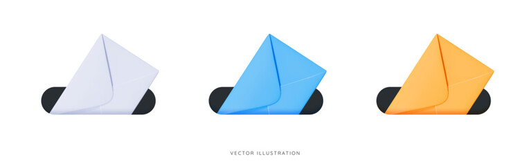 Poster - 3d send letter in envelope by mail. mailbox with new message. subscribe to newsletter. email contact