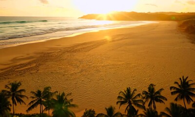 Wall Mural - Golden Sunset on a Tropical Beach