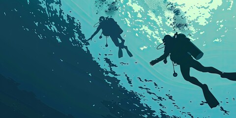 Wall Mural - Scuba Diving in Colorful Sea