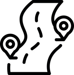 Poster - Black and white icon of a route connecting two location pins, perfect for representing navigation and travel