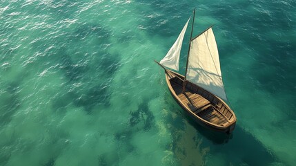 Wall Mural - A small boat is floating in the ocean