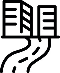 Sticker - Winding road leading to modern city buildings line art icon