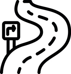 Poster - Winding road is indicating the turning direction along the path