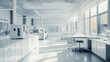 © Vendula - photo of a modern white laboratory interior with lab equipment and working tables