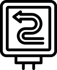 Wall Mural - Simple black and white icon of a road sign showing a double bend to the left