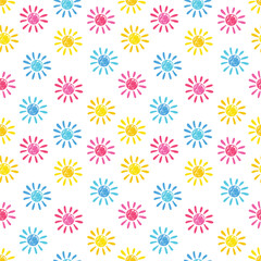 Wall Mural - cute background with hand drawn sun. summer design. vector illustration