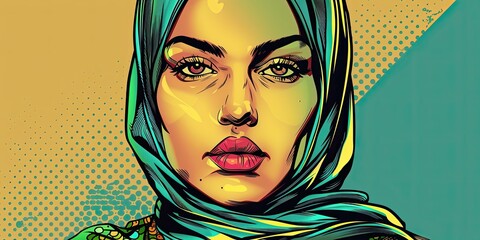 Canvas Print - Pop Art Illustration of Woman in Hijab