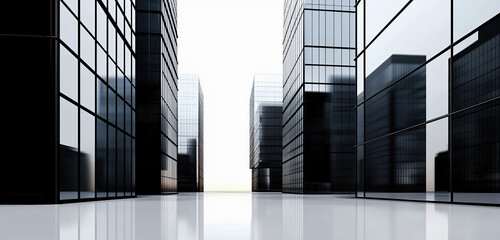 Wall Mural - Modern office buildings on a bright uniform background.