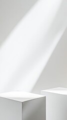 Poster - White cubes with minimalistic design and natural light, abstract concept