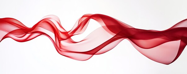 Poster - abstract red wave on white background, flowing pattern. modern design and art concept