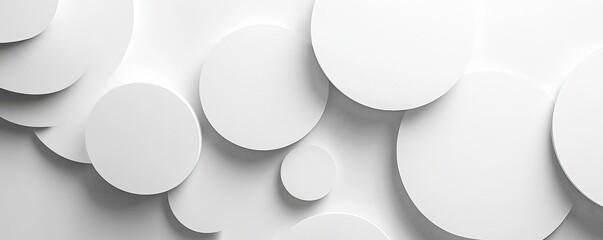 Aufkleber - Abstract white 3D circles geometric background, minimalistic design. Modern and clean concept