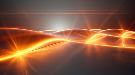 Fototapete - An orange glowing line draws a soft line at the center. Generative AI.