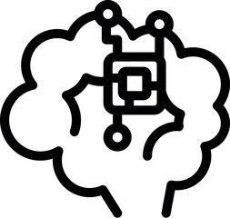 Poster - Icon of a brain chip connecting with artificial intelligence using neuralink technology