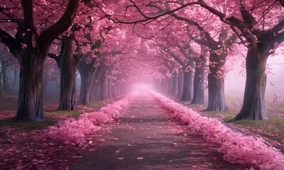 Poster - Pink Blossom Path