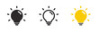 © Hasan_Sumon - A set of light bulb icon on white background. Idea symbol. Electric lamp, light, innovation, solution, creative thinking, electricity. Outline, flat and colored style. Flat design.