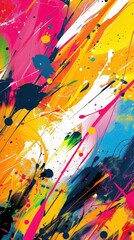 Poster - An energetic abstract design bursts with bright colors, showcasing splashes and streaks that create a sense of movement and creativity
