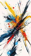 Poster - An abstract design showcases a burst of vibrant colors with energetic splashes and sharp lines against a light backdrop, wallpaper for phone