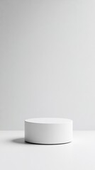 Aufkleber - White cylindrical pedestal on white background, minimalist display stand. Product showcase or presentation concept