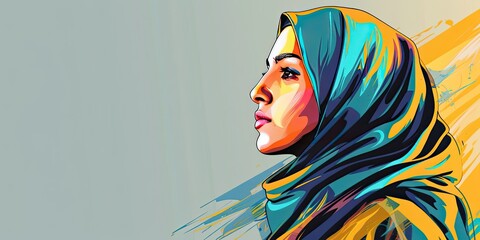 Sticker - Colorful Modern Art of Woman in Hijab