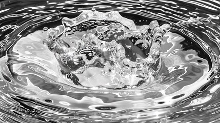 Poster -  Water splashing on two ice cubes in black and white photo