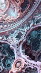 Poster - A richly detailed fractal design reveals swirling patterns and pastel tones, creating a mesmerizing abstract structure