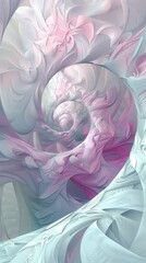 Poster - Delicate swirling patterns create an intricate fractal design with soft pastel colors, evoking a sense of calm and fluidity in abstract art