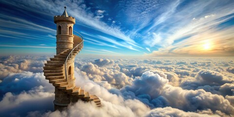 Stairway to the Sky Tower Above the Clouds