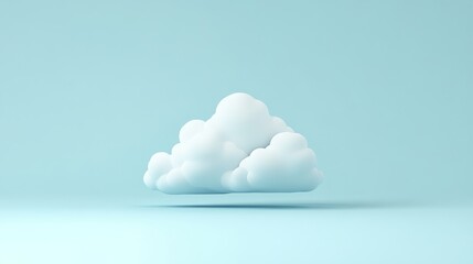 Poster - Floating white cloud on a light blue background, minimalistic concept