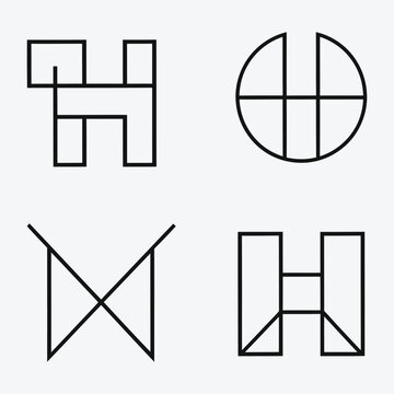 Minimalist letter H logo pack, Minimal Geometric shape alphabet letter H logo collection