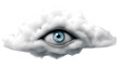 © NightTampa - Surreal image featuring a blue eye within a fluffy cloud, symbolizing observation and dreams in a creative visual concept, isolated on transparent background