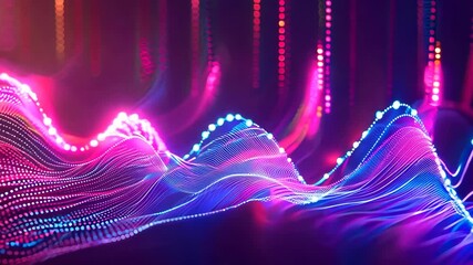 Poster - Vibrant abstract light waves with colorful patterns creating a dynamic visual experience in a stunning display.