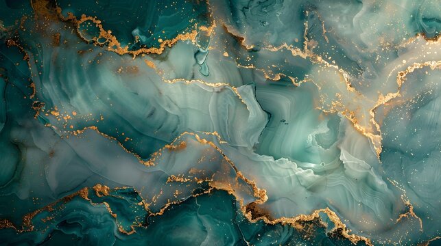 A highly detailed and realistic image of luxurious green marble, with swirling patterns of emerald and jade.