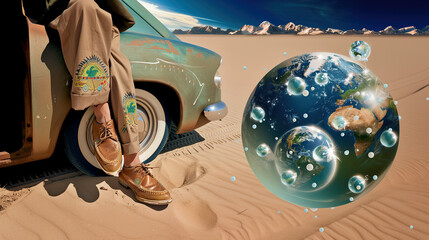 Wall Mural - Shoes in a desert