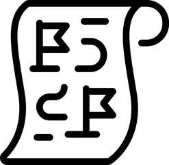 Poster - Line art icon of a quest scroll showing the path with flags for gaming