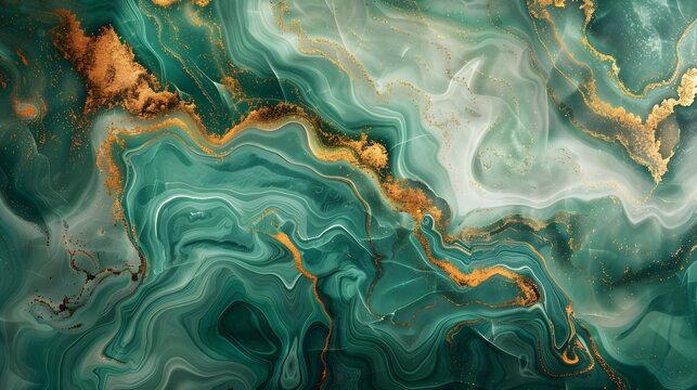 A highly detailed and realistic image of luxurious green marble, with swirling patterns of emerald and jade.