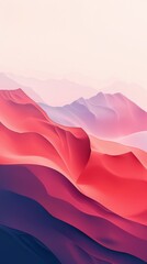 Poster - Softly rolling mountains display vibrant layers of red and purple hues under the gentle morning light, wallpaper for phone