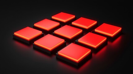 Aufkleber - Red illuminated squares on black background