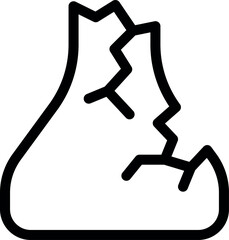 Poster - Line art icon of a broken chemical flask, symbolizing a failed experiment in a chemistry lab