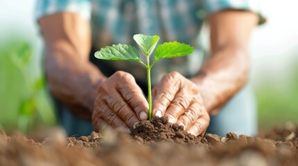 A farmer planting cover crops to prevent soil erosion