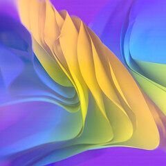 Poster - Wavy abstract background with flying fabric stripes. 3d rendering illustration