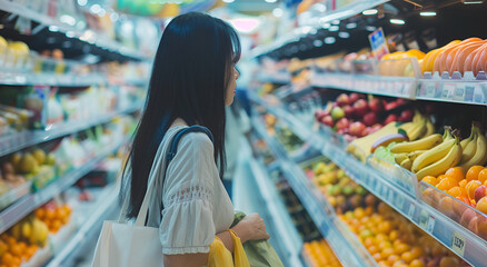 Wall Mural - Woman in the supermarket