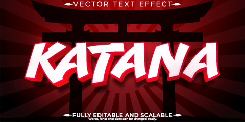 Wall Mural - Katana editable text effect, editable ninja and sword text style