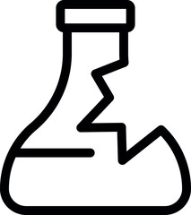 Sticker - Line drawing of a chemical flask showing a crack, indicating an experiment that went wrong