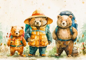 Wall Mural - teddy bears in the garden