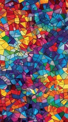 Poster - This vibrant mosaic features an intricate arrangement of colorful geometric shapes blending harmoniously together, wallpaper for phone