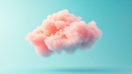 Aufkleber - Pink fluffy cloud on blue background, dreamy concept