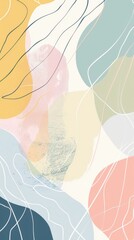 Poster - Soft pastel shapes blend beautifully, forming an abstract design with flowing lines and tranquil colors, evoking a sense of harmony and calm
