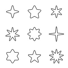 Wall Mural - Star icon set collection in line design. Stars sign symbol