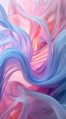 Poster - Pastel waves intertwine gracefully, creating a soothing effect with smooth transitions of color and gentle curves