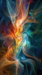 Poster - A mesmerizing display of swirling colors in vibrant tones creates a dynamic and fluid abstract design against a dark backdrop